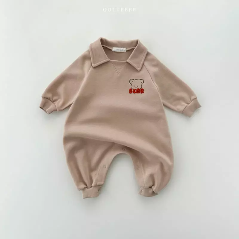 Oott Bebe - Korean Baby Fashion - #babyboutiqueclothing - Bear Volume Collar Bodysuit - 6
