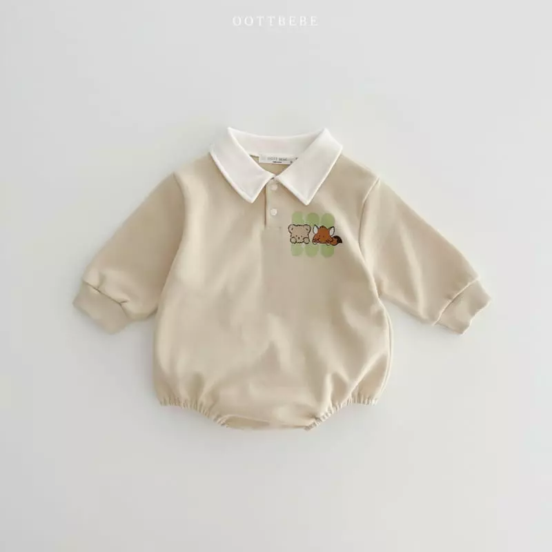 Oott Bebe - Korean Baby Fashion - #babyoutfit - Bbu Bbu Collar Bodysuit - 3