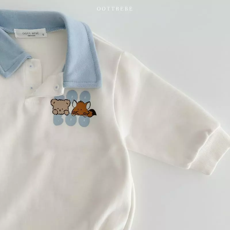 Oott Bebe - Korean Baby Fashion - #babyoutfit - Bbu Bbu Collar Bodysuit - 4