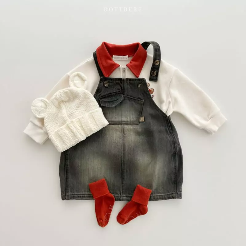 Oott Bebe - Korean Children Fashion - #childofig - Tintin Denim Dungarees One-piece - 2