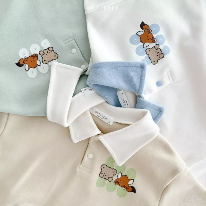 Oott Bebe - Korean Children Fashion - #childofig - Bbu Bbu Collar Top Bottom Set - 7