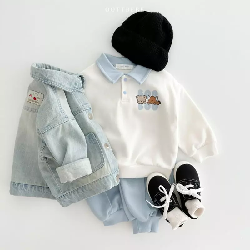 Oott Bebe - Korean Children Fashion - #childofig - Bbu Bbu Collar Top Bottom Set - 8