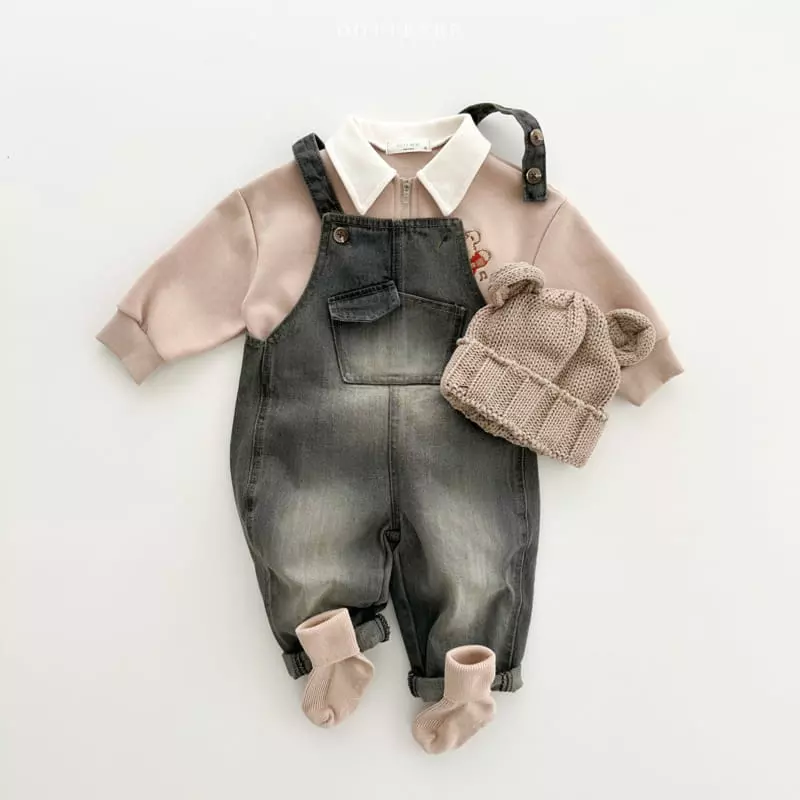 Oott Bebe - Korean Children Fashion - #designkidswear - Tintin Denim Dungarees Pants - 4
