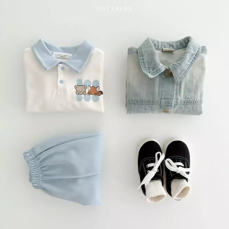 Oott Bebe - Korean Children Fashion - #discoveringself - Bbu Bbu Collar Top Bottom Set - 11