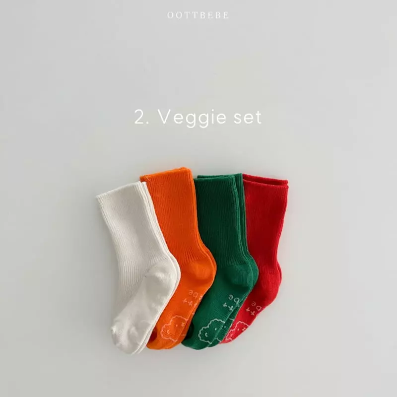 Oott Bebe - Korean Children Fashion - #fashionkids - Rainbow Socks Veggie Set