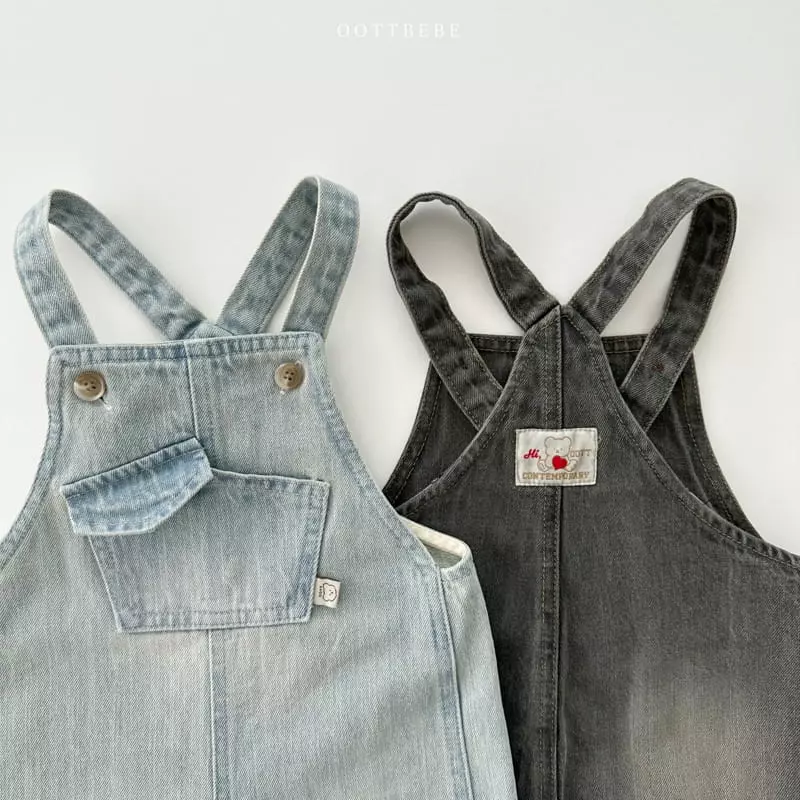 Oott Bebe - Korean Children Fashion - #kidsshorts - Tintin Denim Dungarees One-piece - 7