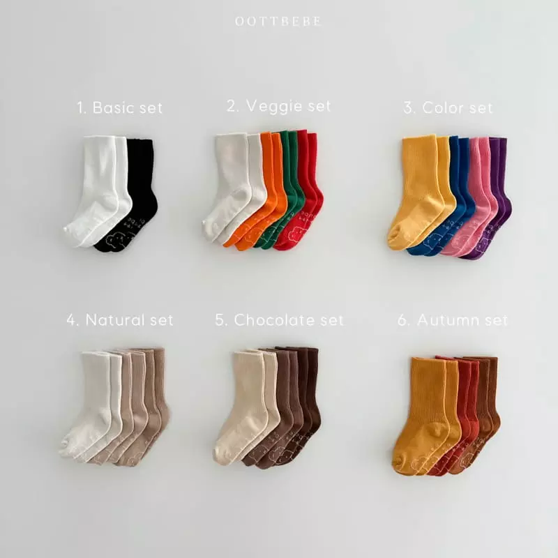 Oott Bebe - Korean Children Fashion - #fashionkids - Rainbow Socks Natural Set - 4
