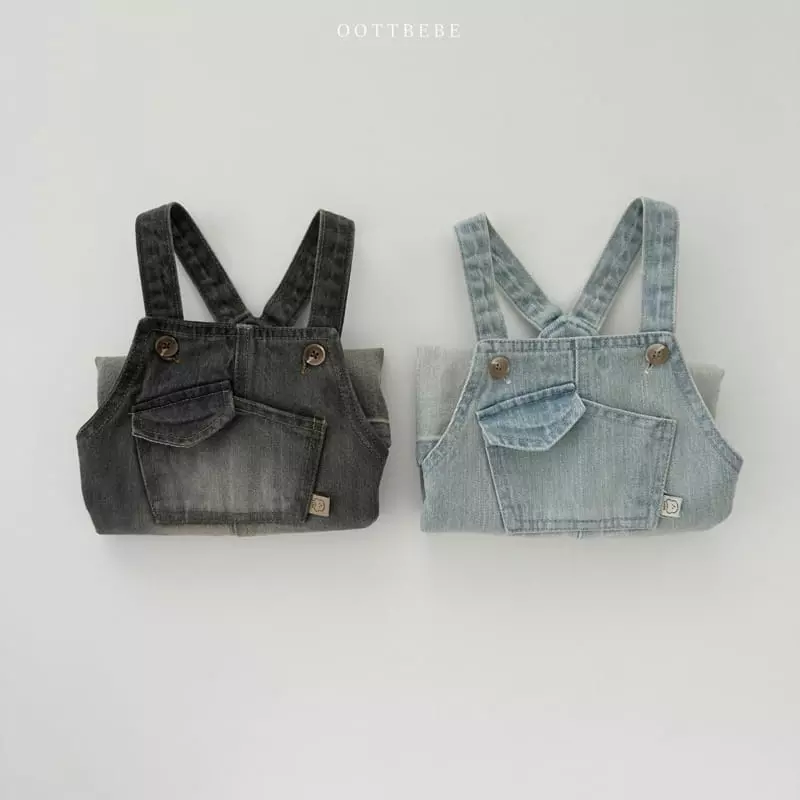 Oott Bebe - Korean Children Fashion - #kidsstore - Tintin Denim Dungarees One-piece - 8