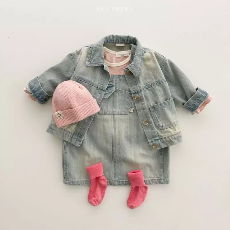 Oott Bebe - Korean Children Fashion - #kidzfashiontrend - Tintin Denim Dungarees One-piece - 9