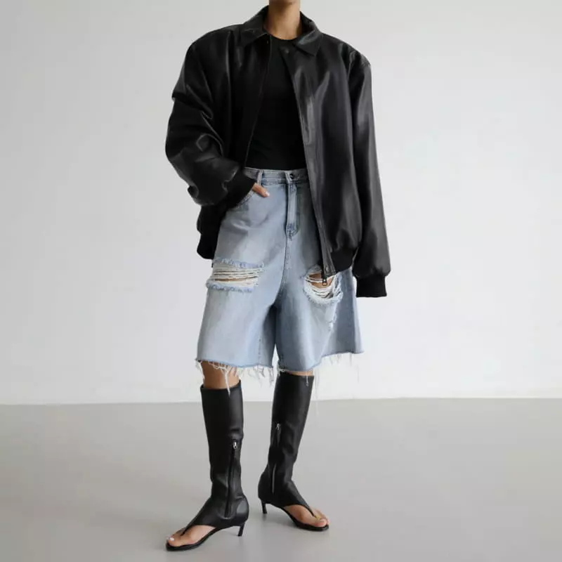 Paper Moon - Korean Women Fashion - #pursuepretty - Distroyed Shorts Jeans - 5