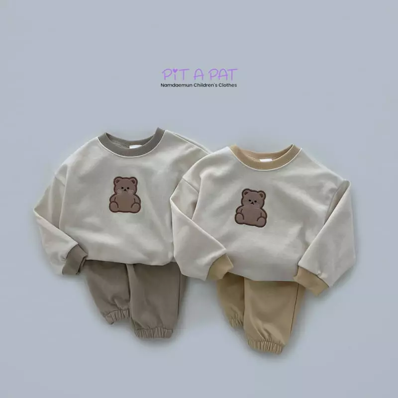 Pitapat - Korean Children Fashion - #kidzfashiontrend - Shy Bear Color Top Bottom Set - 4