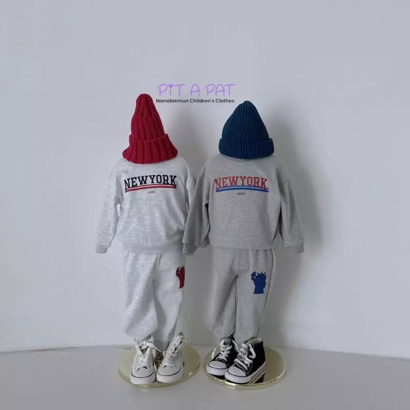 Pitapat - Korean Children Fashion - #minifashionista - Newyorker Top Bottom Set - 5