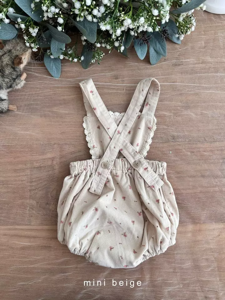 The Beige - Korean Baby Fashion - #babyoninstagram - Rib Lace Dungarees Bodysuit - 6