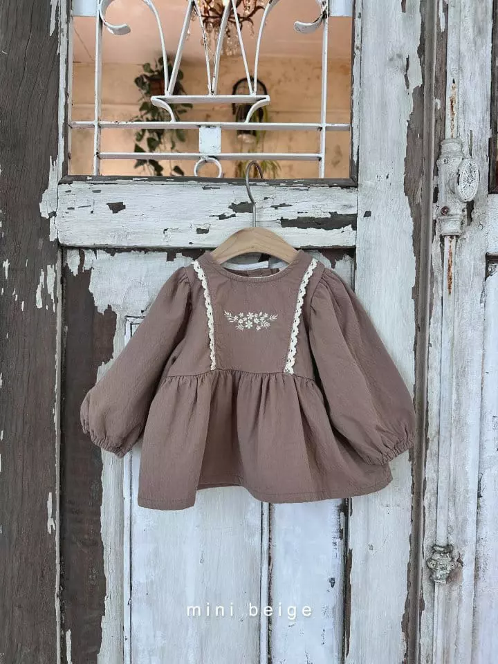The Beige - Korean Baby Fashion - #babyoutfit - Embrodiery Lace Blouse