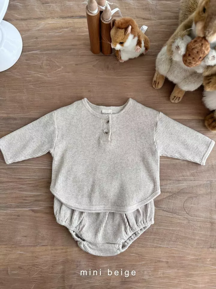 The Beige - Korean Baby Fashion - #onlinebabyshop - Rib Bloomer Set - 3