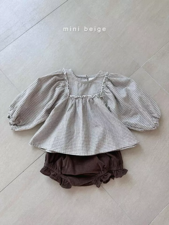 The Beige - Korean Baby Fashion - #onlinebabyshop - Check Shirring Blouse - 5