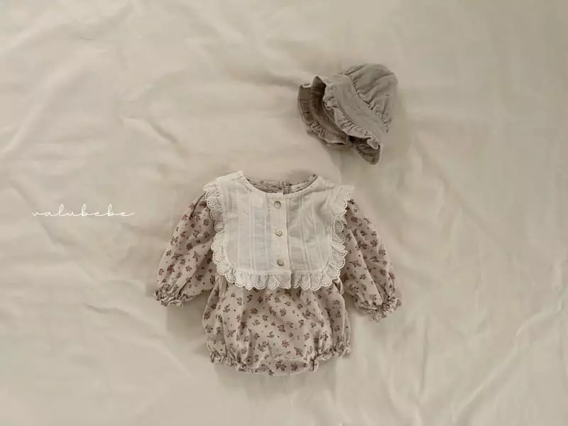 Valu Bebe - Korean Baby Fashion - #babylifestyle - Flower Rib Frill Bodysuit - 2
