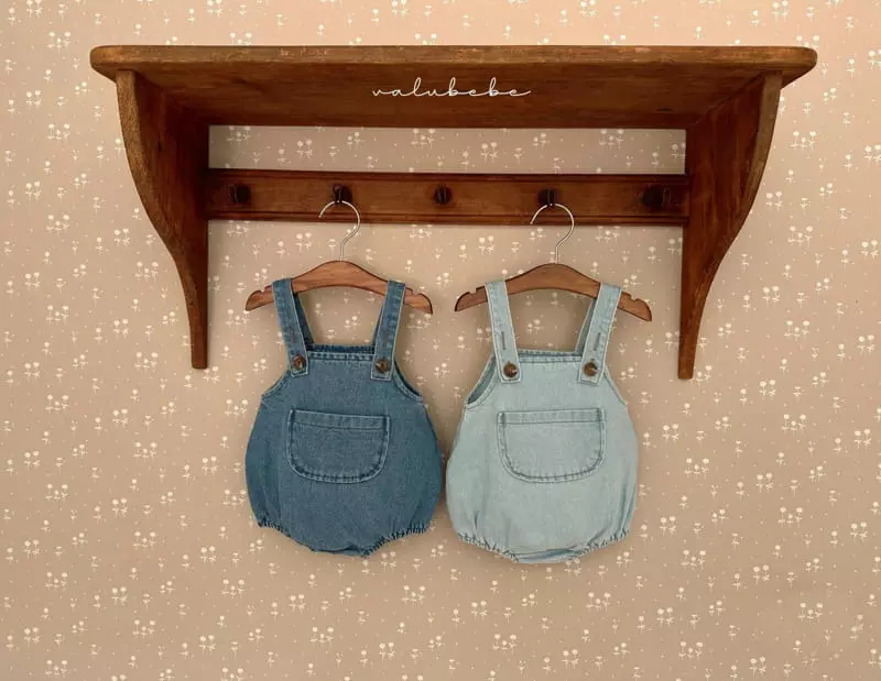 Valu Bebe - Korean Baby Fashion - #babyoutfit - Denim Dungarees Bodysuit - 2