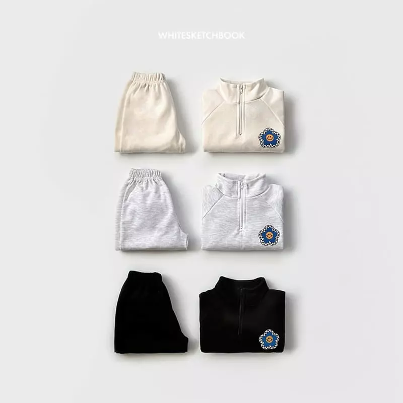 Whitesketchbook - Korean Children Fashion - #childrensboutique - Check Half Zip-up Set - 2