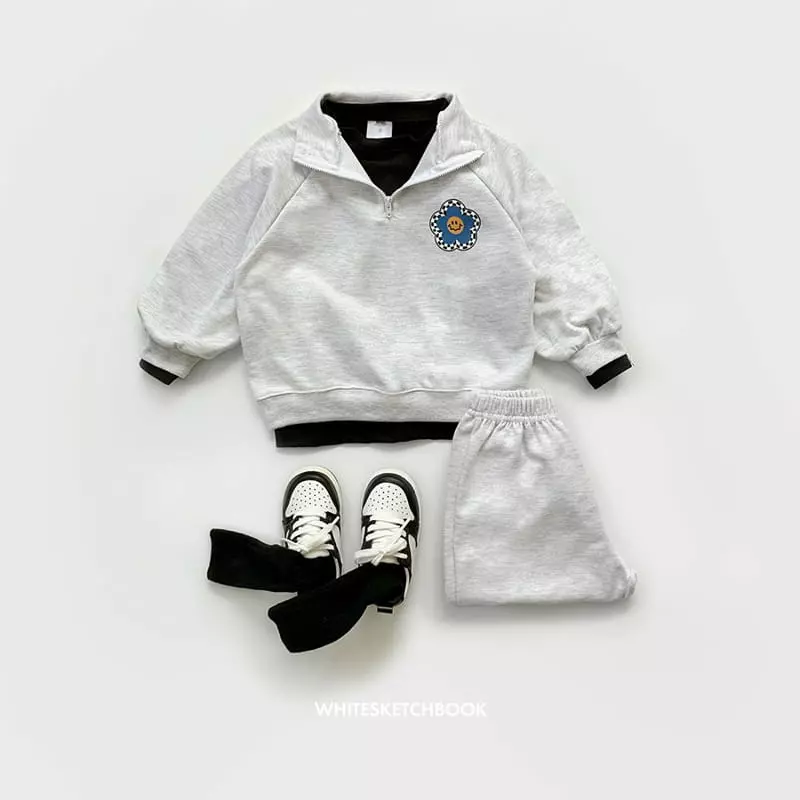 Whitesketchbook - Korean Children Fashion - #kidsshorts - Check Half Zip-up Set - 6