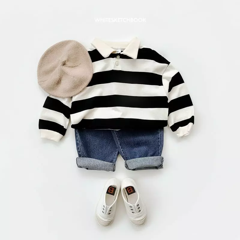 Whitesketchbook - Korean Children Fashion - #littlefashionista - Collar Stripes Tee - 5