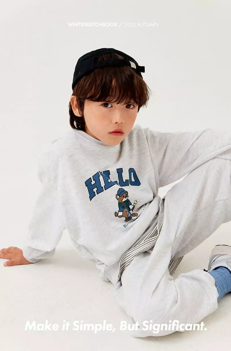 Whitesketchbook - Korean Children Fashion - #littlefashionista - Hello Sweatshirt Set - 6