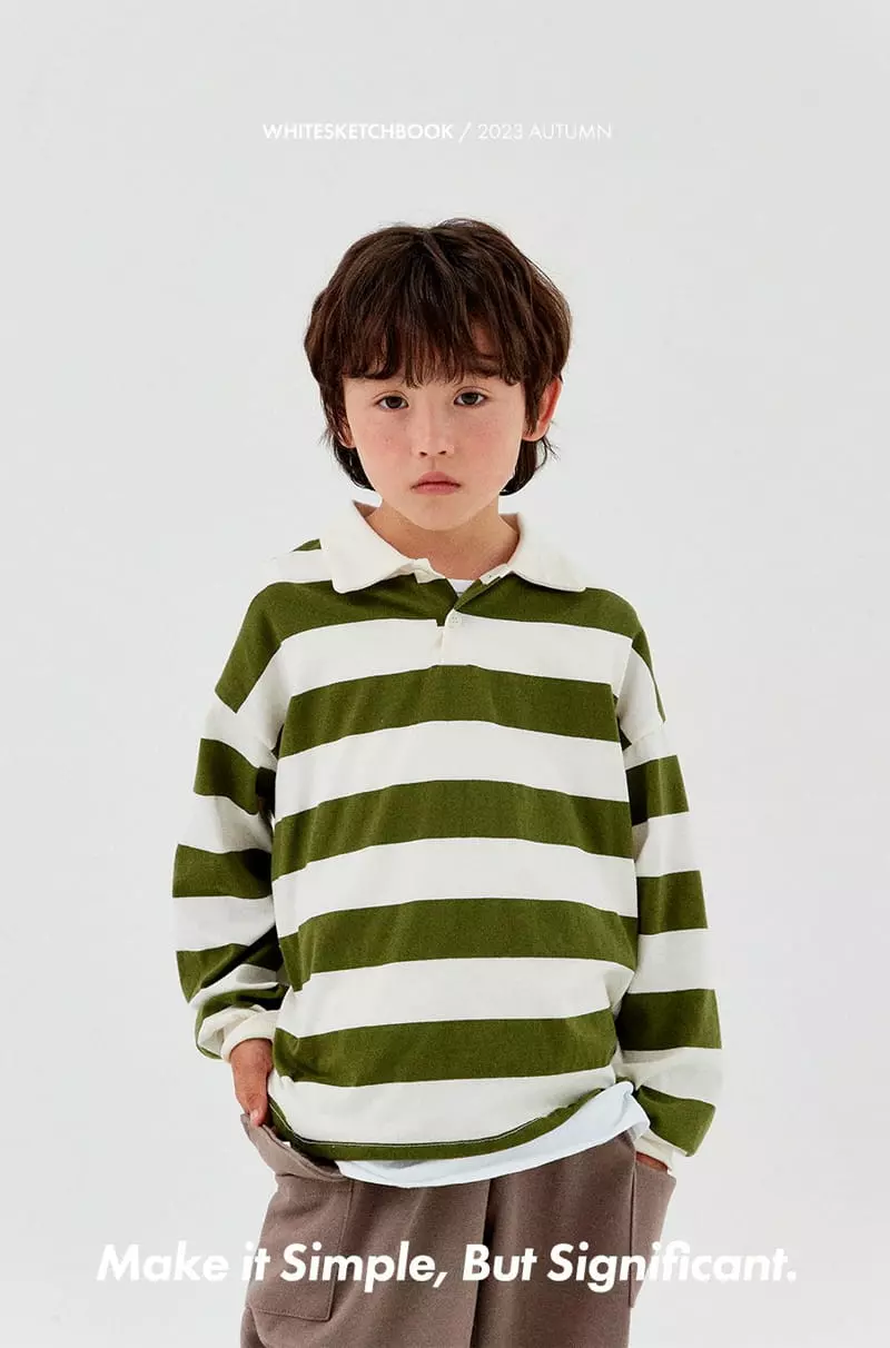 Whitesketchbook - Korean Children Fashion - #prettylittlegirls - Collar Stripes Tee - 8