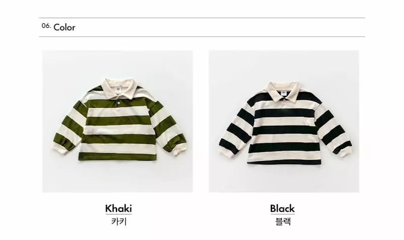 Whitesketchbook - Korean Children Fashion - #todddlerfashion - Collar Stripes Tee - 9