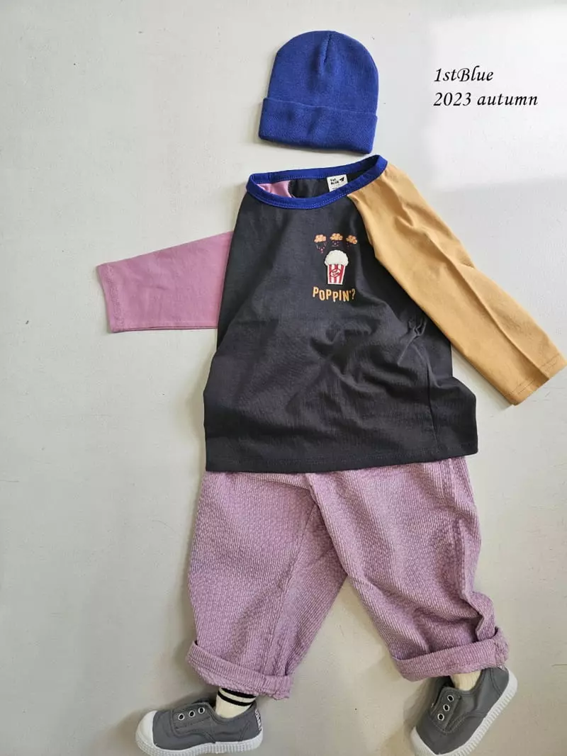 1St Blue - Korean Children Fashion - #discoveringself - Popcorn Embrodiery Tee