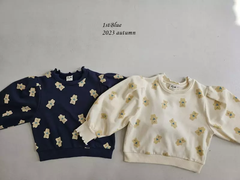 1St Blue - Korean Children Fashion - #stylishchildhood - Ribbon Bear Sweatshirt