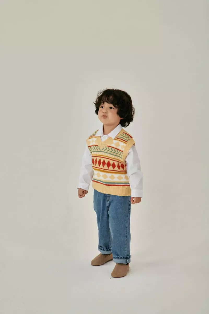 A-Market - Korean Children Fashion - #Kfashion4kids - Multi Pattern Jacquarad Vest - 3