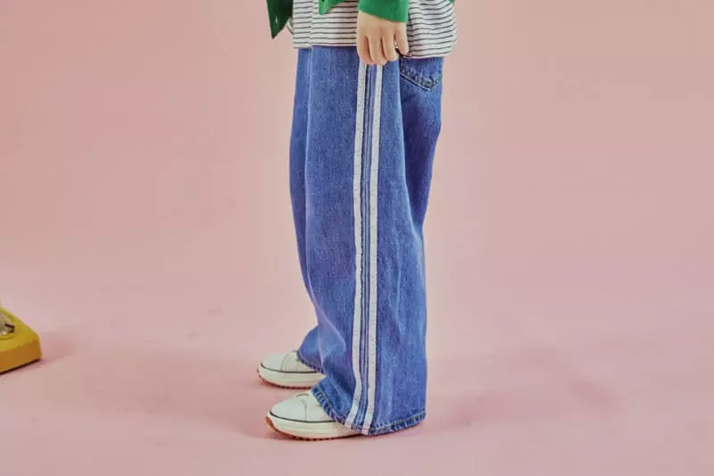 A-Market - Korean Children Fashion - #kidsshorts - Taping Denim Jeans - 5