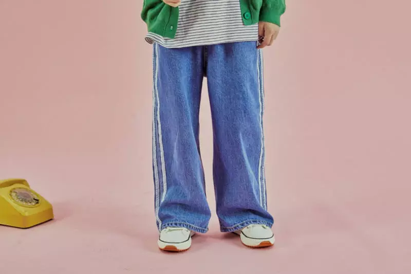 A-Market - Korean Children Fashion - #kidsstore - Taping Denim Jeans - 6