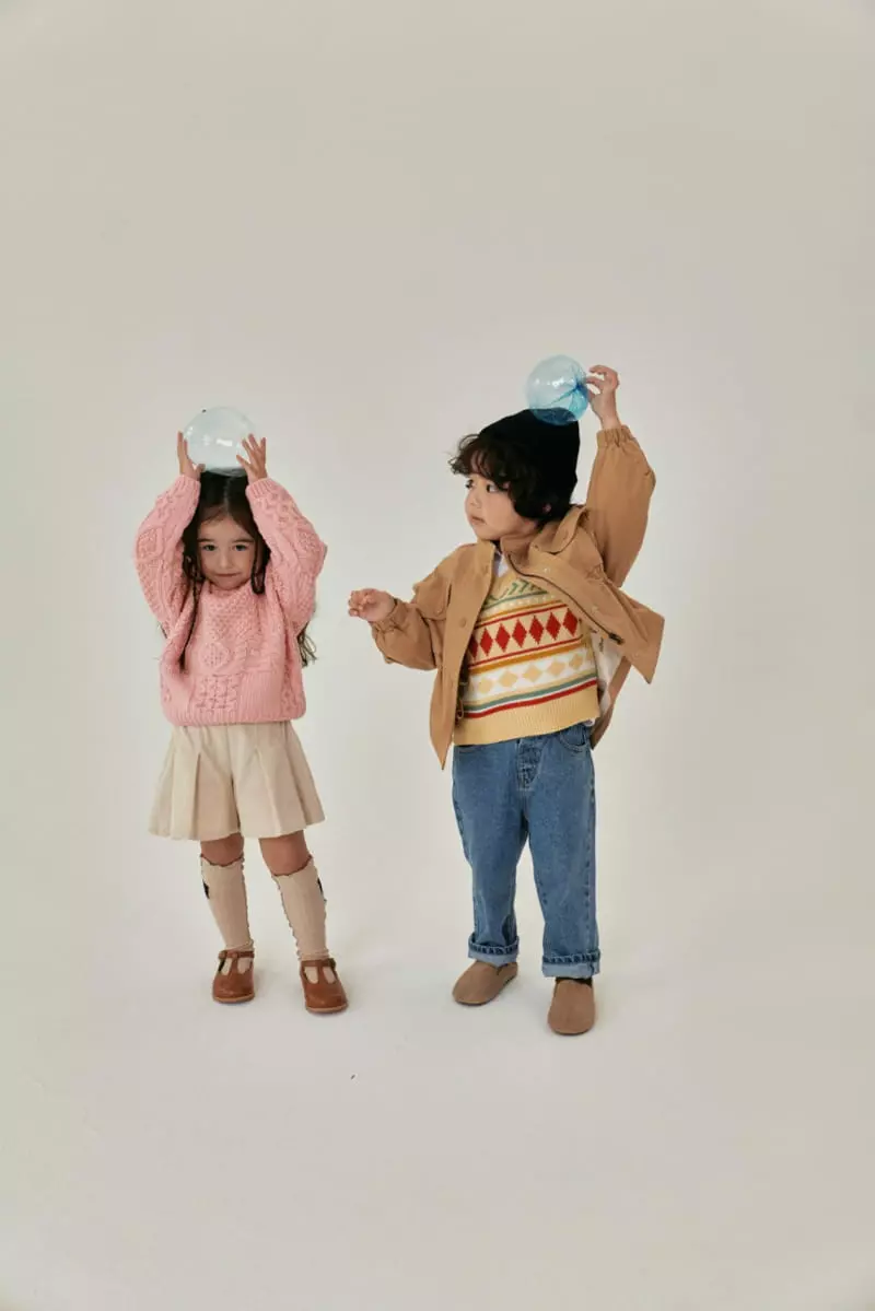 A-Market - Korean Children Fashion - #Kfashion4kids - Multi Pattern Jacquarad Vest - 4