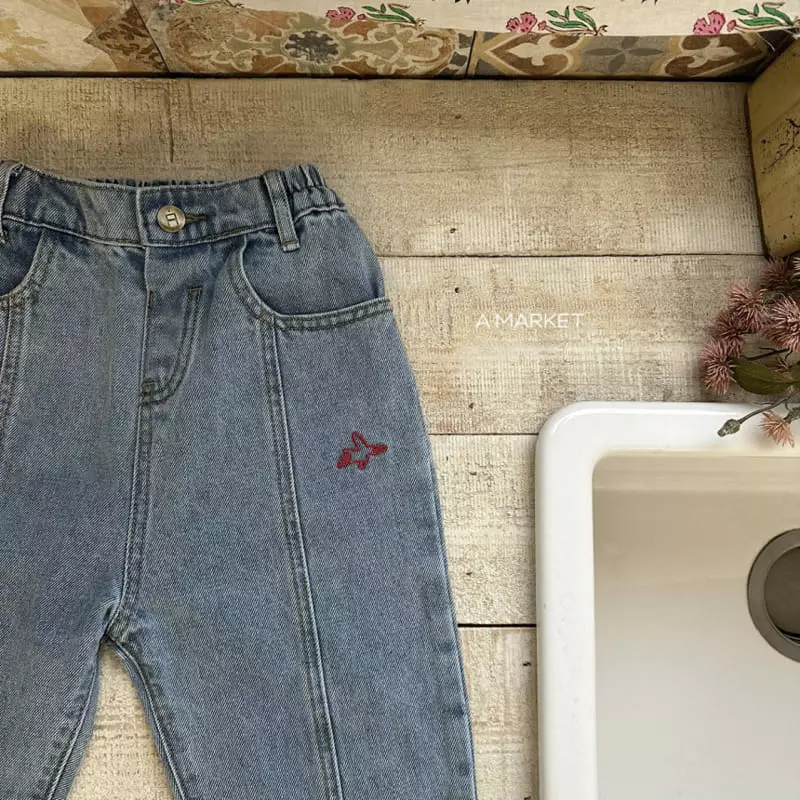 A-Market - Korean Children Fashion - #minifashionista - Bird Denim Jeans - 12