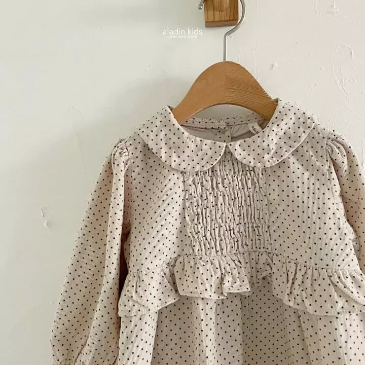 Aladin - Korean Children Fashion - #minifashionista - Collar Smocked One-piece - 2