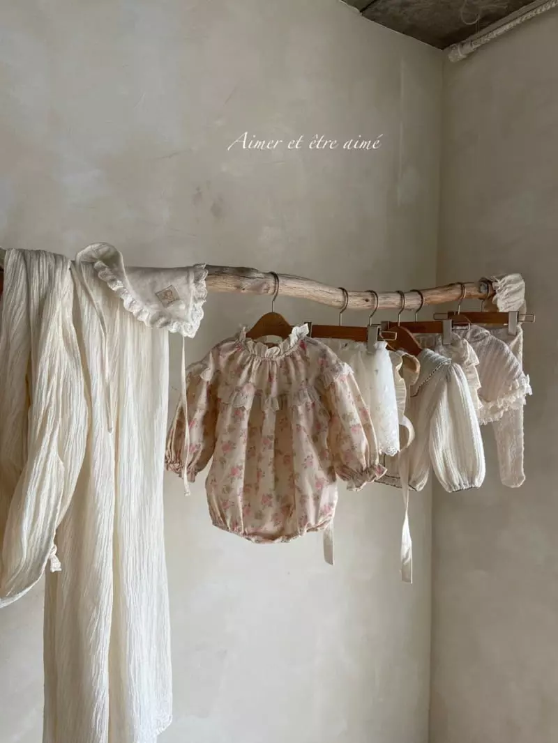 Anne Shirley - Korean Baby Fashion - #onlinebabyshop - Flower Shirring Bodysuit - 5