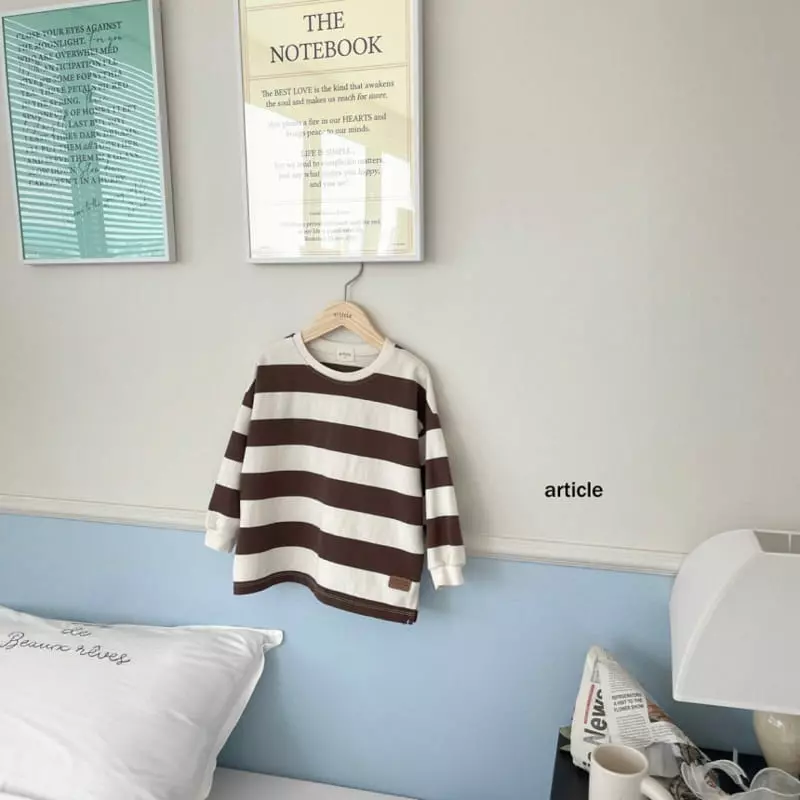 Article - Korean Children Fashion - #kidsshorts - Patch Stripes Tee - 6