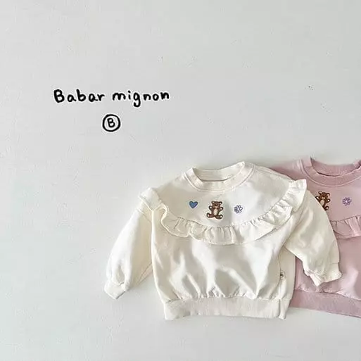 Babar Mignon - Korean Baby Fashion - #babyclothing - Bear Frill Sweatshirt - 2