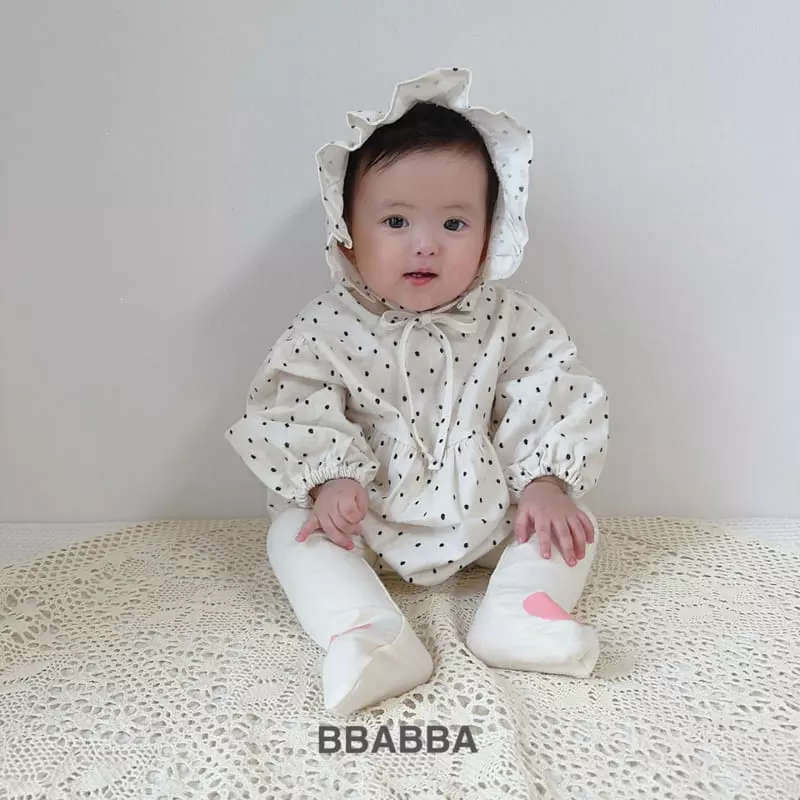 Bbabba - Korean Baby Fashion - #babyoutfit - Frill Dot Bodysuit with Bonnet - 3