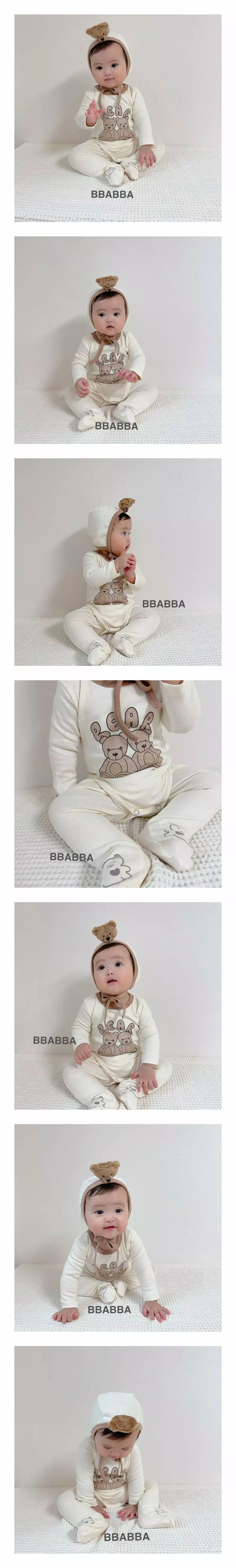 Bbabba - Korean Baby Fashion - #smilingbaby - Bear Bonnet Set