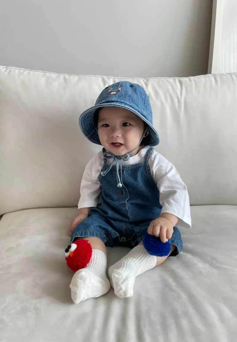 Bebe Nine - Korean Baby Fashion - #babyfever - Coco Denim Dungarees Bodysuit - 4