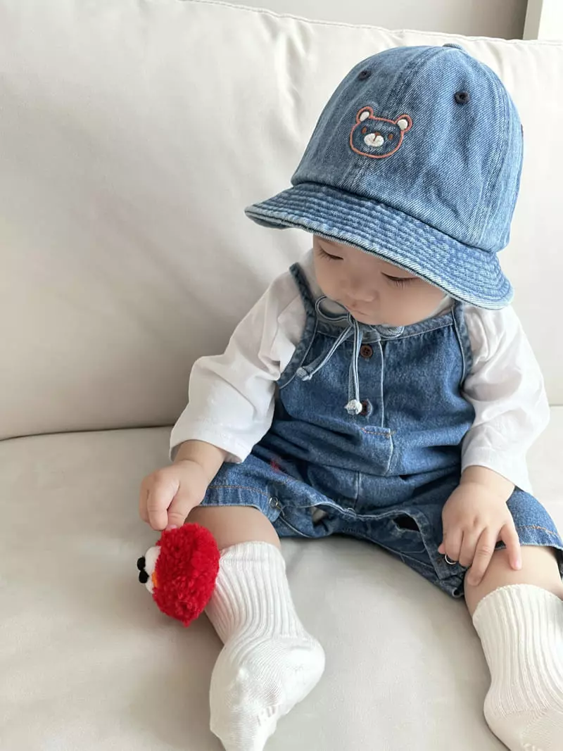 Bebe Nine - Korean Baby Fashion - #babyoutfit - Coco Denim Dungarees Bodysuit - 8