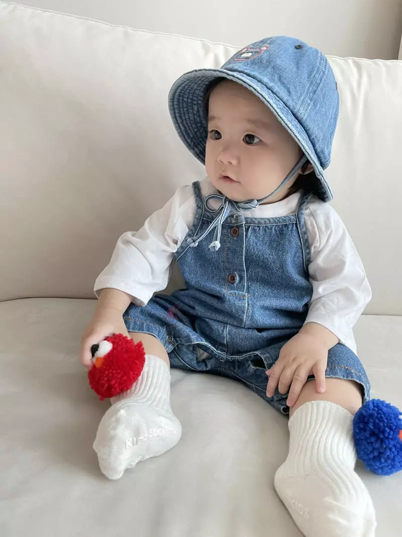 Bebe Nine - Korean Baby Fashion - #babyoutfit - Coco Denim Dungarees Bodysuit - 9