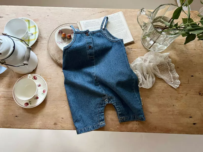 Bebe Nine - Korean Baby Fashion - #onlinebabyshop - Coco Denim Dungarees Bodysuit - 12