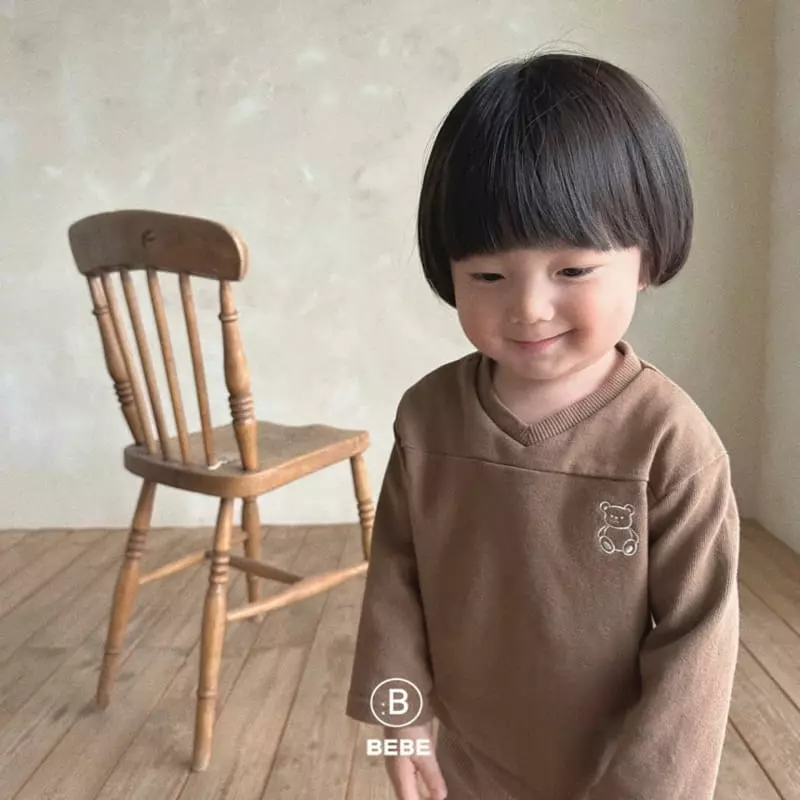 Bella Bambina - Korean Baby Fashion - #babyootd - B V Neck Bear Tee - 3