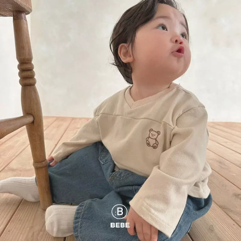 Bella Bambina - Korean Baby Fashion - #babyootd - B V Neck Bear Tee - 4