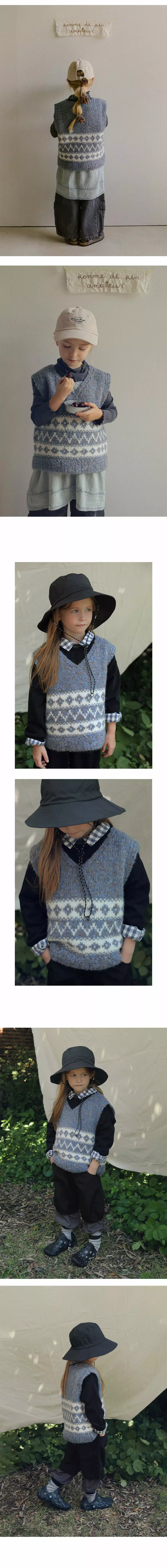 Bien A Bien - Korean Children Fashion - #fashionkids - Bursy Jacquard Knit Vest - 2