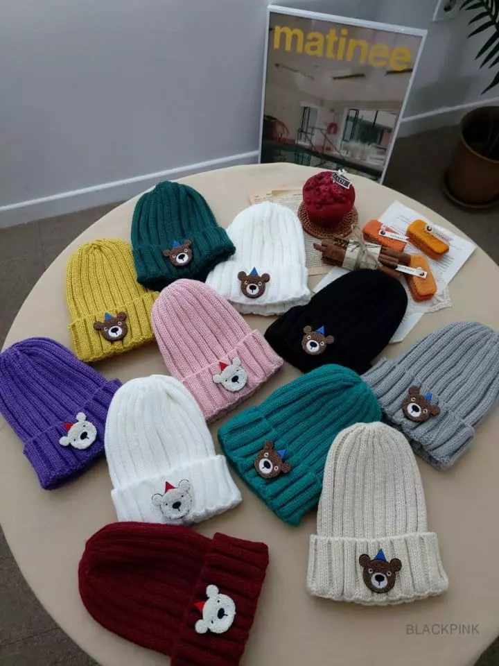 Black Pink - Korean Children Fashion - #magicofchildhood - Bear Patch Beanie