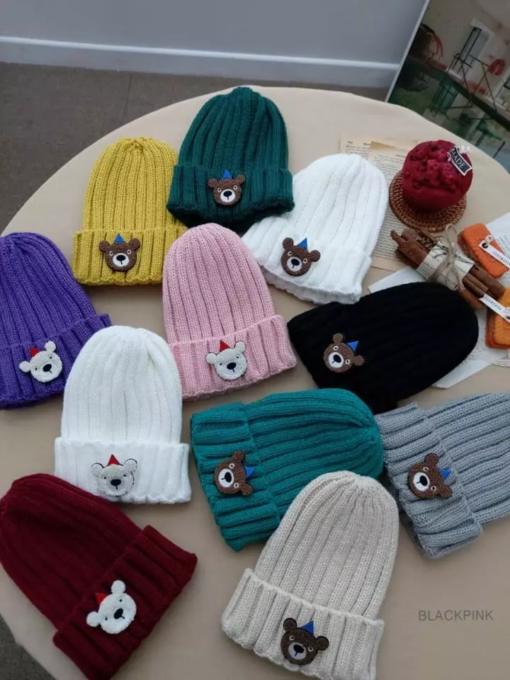 Black Pink - Korean Children Fashion - #minifashionista - Bear Patch Beanie - 2